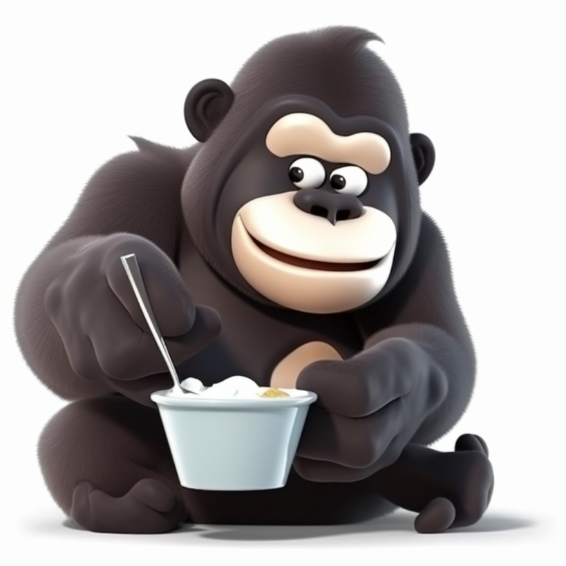 Gorilla eating yogurt